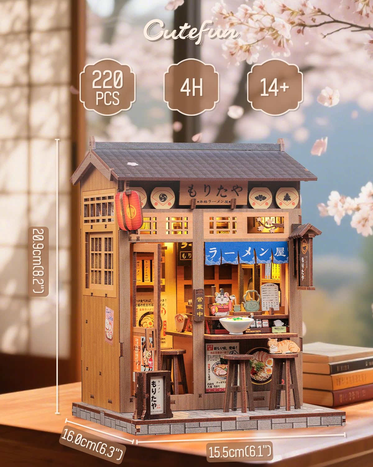 Cutefun Book Nook Kit – DIY Miniature Morita-Ya Ramen Shop with LED