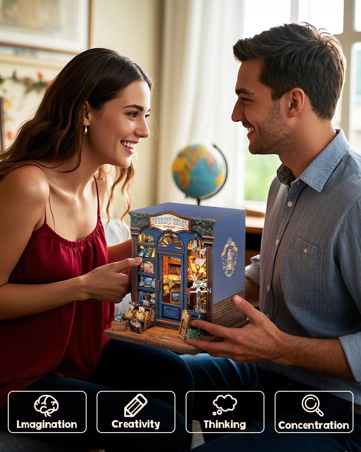 Cutefun Book Nook Kit – DIY Miniature Dollhouse with LED Light | Journey Trace Bookshop