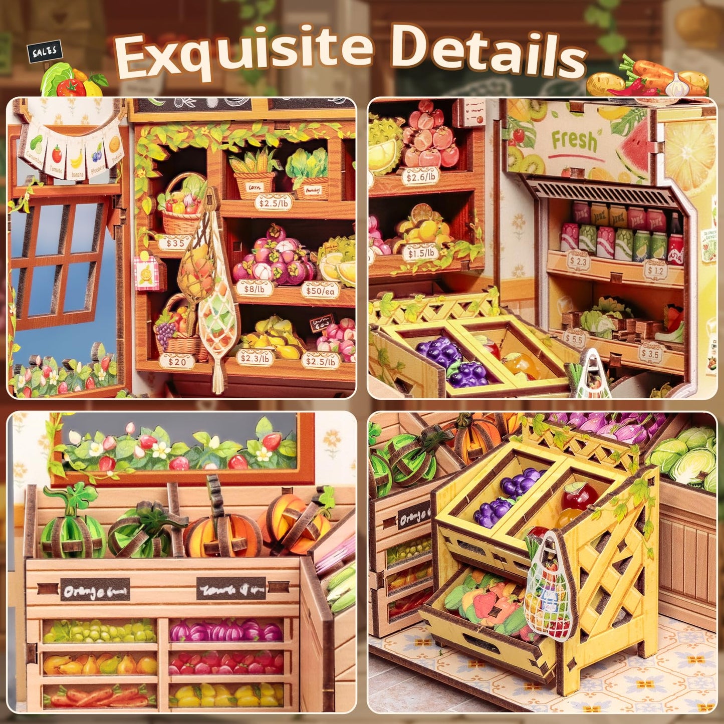 Cutefun Book Nook Kit - DIY Miniature Dollhouse with LED Bookshelf Insert | The Greens' Grocery