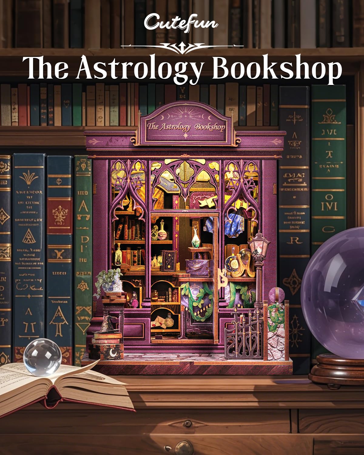Cutefun Book Nook Kit — DIY Astrology Bookshop with LED Light