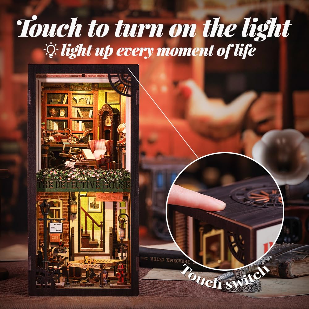 Cutefun Book Nook Kit – Rose Detective Agency DIY Miniature Dollhouse with LED Light