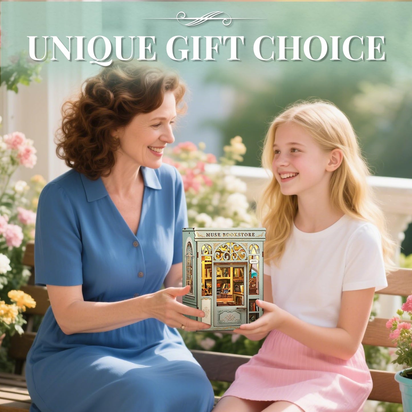 Cutefun Book Nook Kit – DIY 3D Miniature Dollhouse with LED Light (Muse Bookstore)