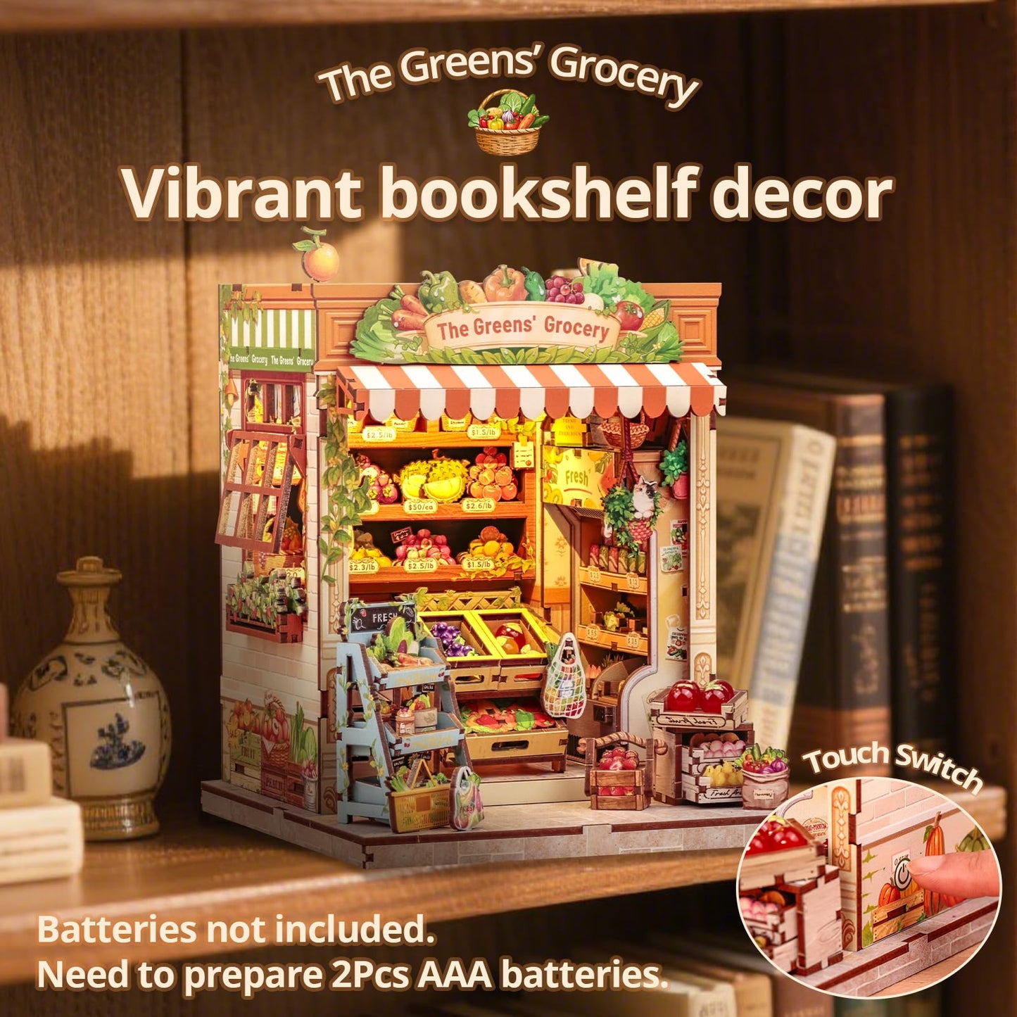 Cutefun Book Nook Kit - DIY Miniature Dollhouse with LED Bookshelf Insert | The Greens' Grocery