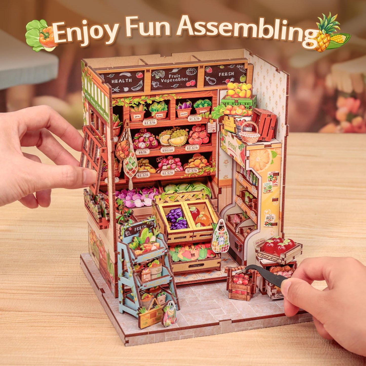 Cutefun Book Nook Kit - DIY Miniature Dollhouse with LED Bookshelf Insert | The Greens' Grocery