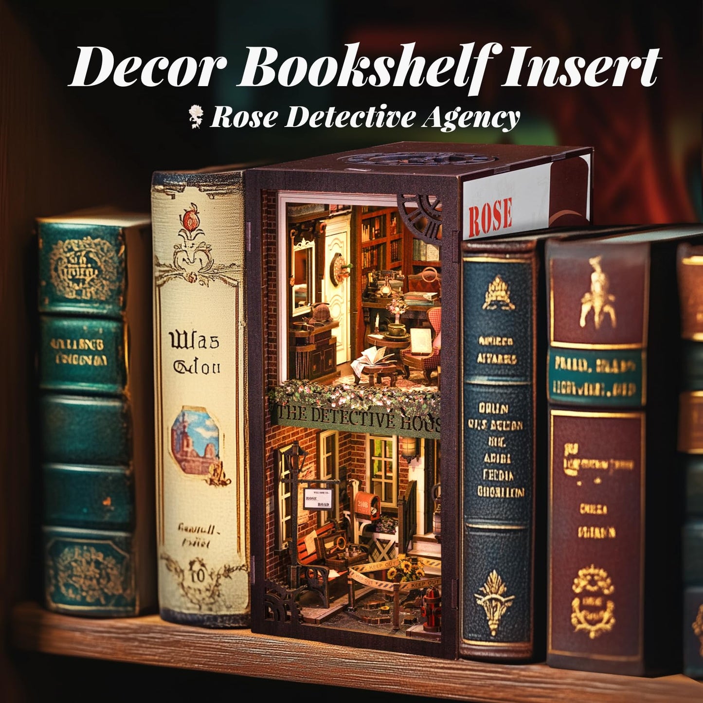 Cutefun Book Nook Kit – Rose Detective Agency DIY Miniature Dollhouse with LED Light