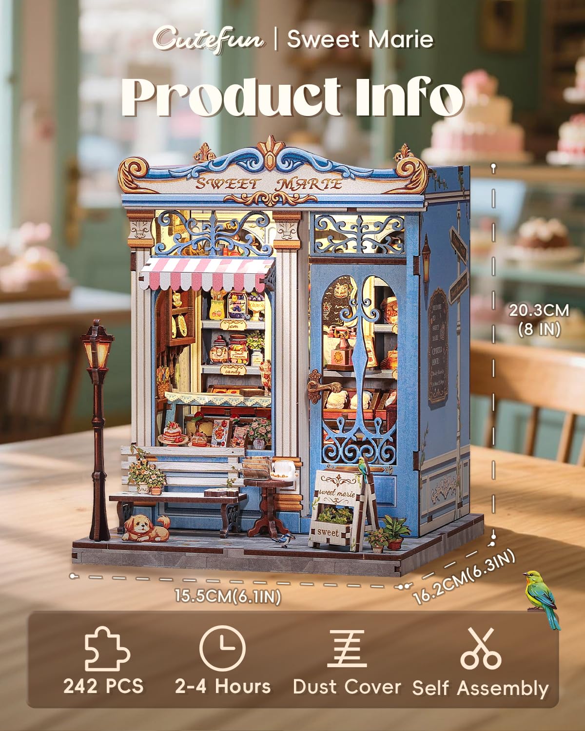 Cutefun Book Nook Kit - DIY Miniature House with LED, Sweet Marie Edition