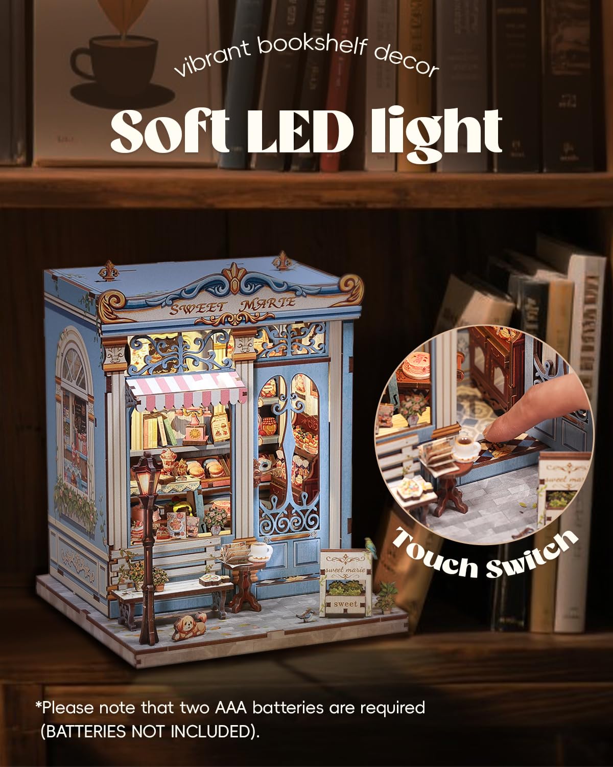Cutefun Book Nook Kit - DIY Miniature House with LED, Sweet Marie Edition