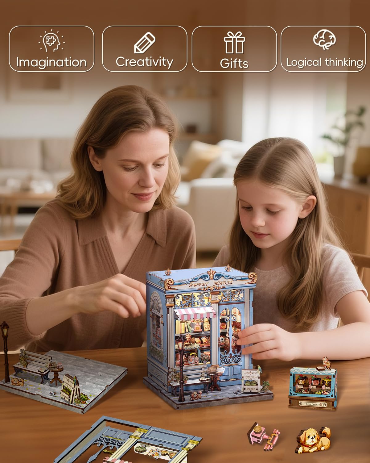 Cutefun Book Nook Kit - DIY Miniature House with LED, Sweet Marie Edition