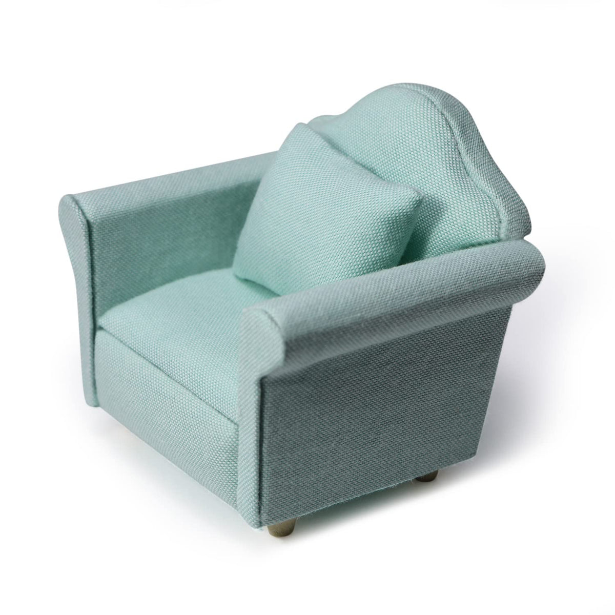 Cutemini Dollhouse Couch with Pillow - 1:12 Scale Green Mini Sofa with Wooden Frame