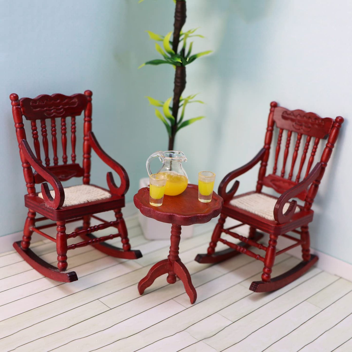 Cutemini 1:12 Dollhouse End Table – Round Brown Wood Tea Table