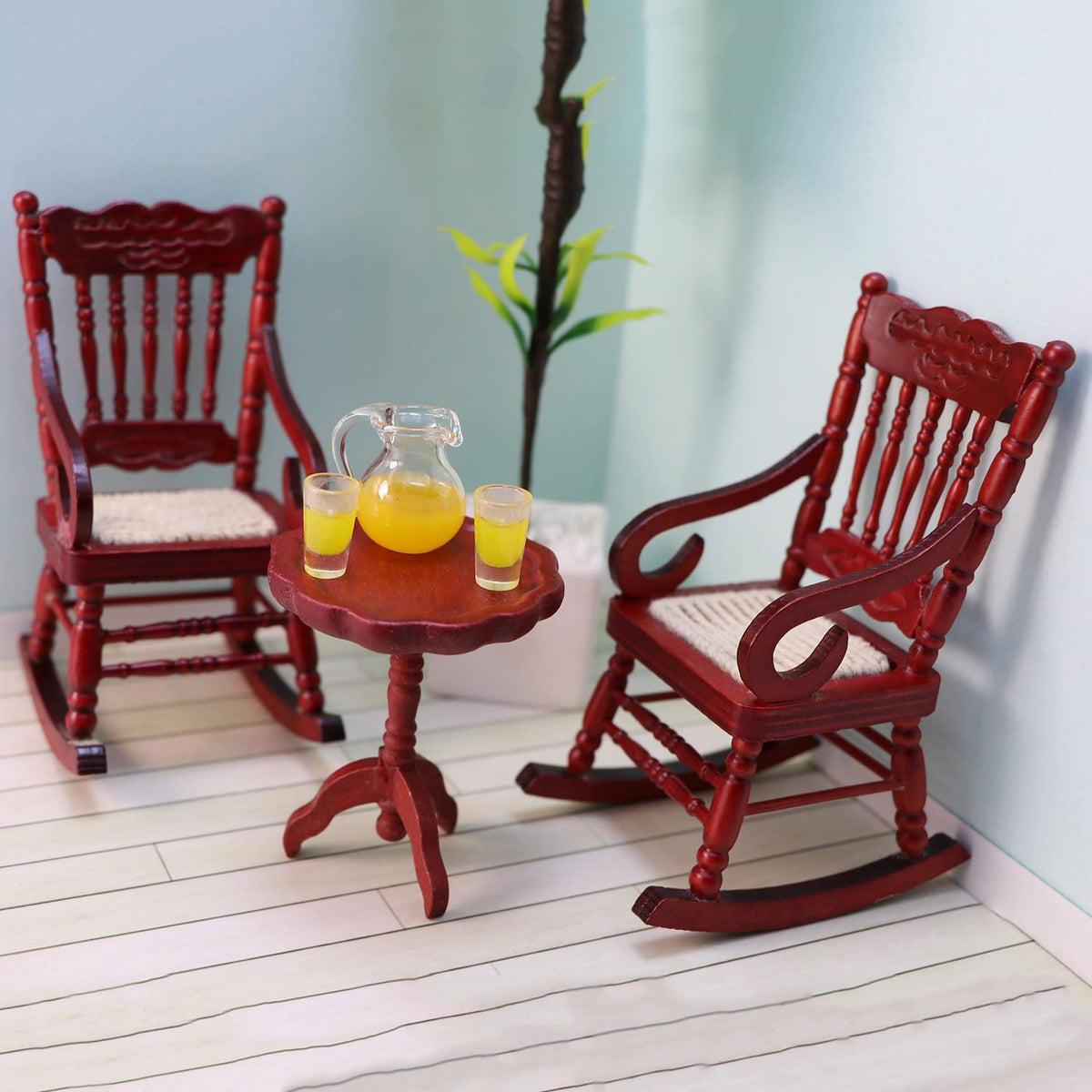 Cutemini 1:12 Dollhouse End Table – Round Brown Wood Tea Table