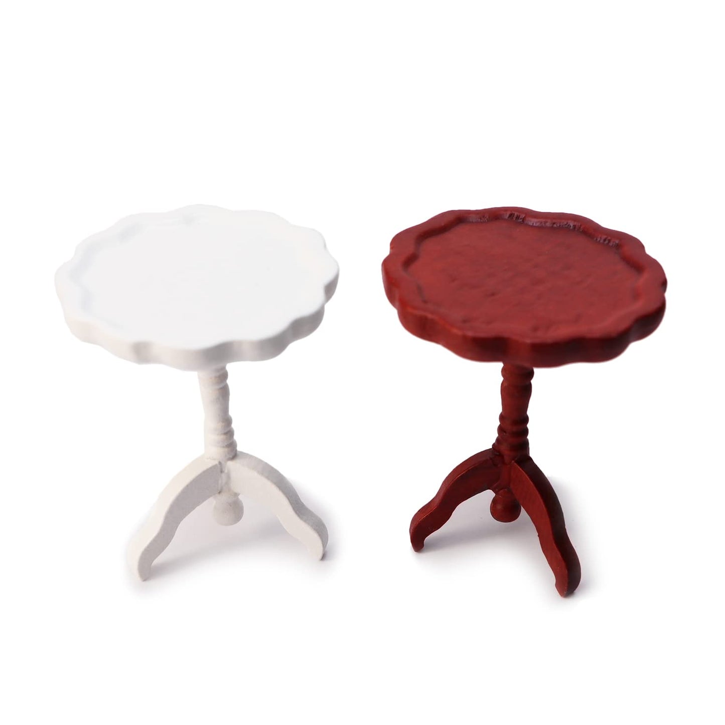 Cutemini 1:12 Dollhouse End Table – Round Brown Wood Tea Table