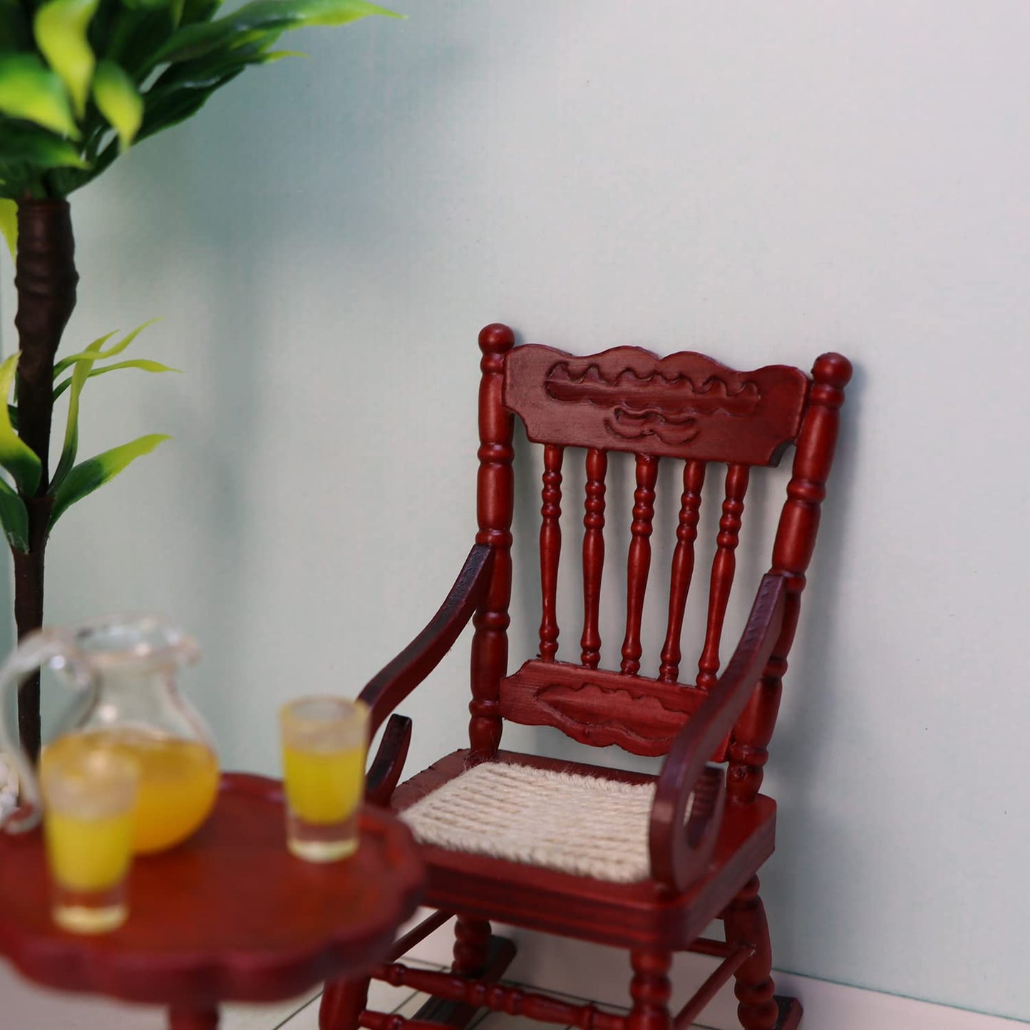 Cutemini 1:12 Dollhouse End Table – Round Brown Wood Tea Table