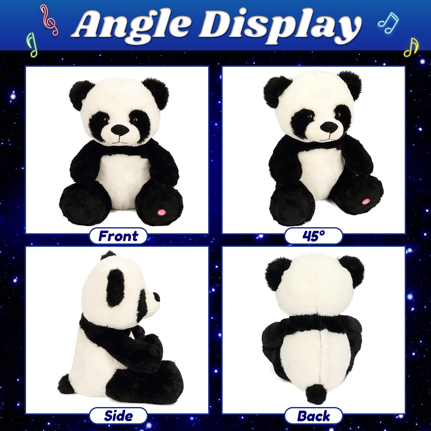 Cuteoy Glowing LED Panda Nightlight Plush — 10-Inch Soft Singing Panda Toy for Kids