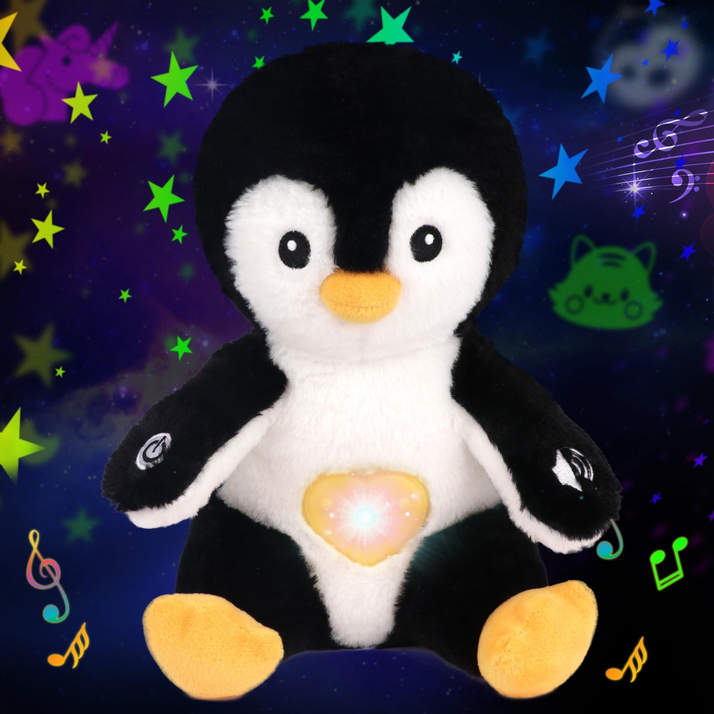 Cuteoy Penguin Star Projector Plush Night Light – Soothing Lullabies & Moon Projection