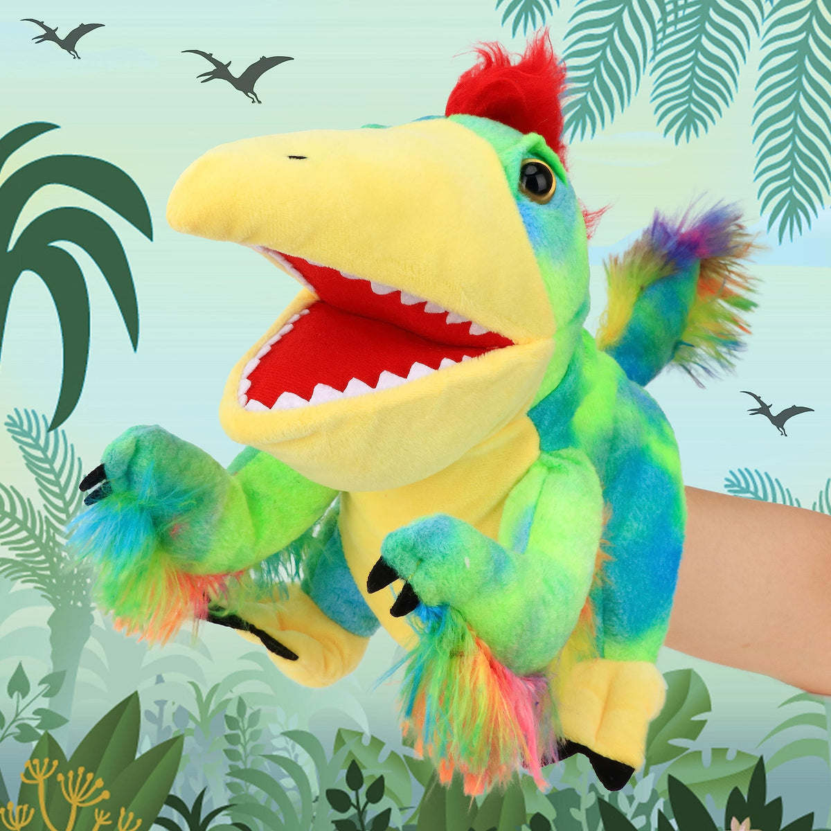 Cuteoy Plush Caudipteryx Hand Puppet – Open Mouth for Storytelling
