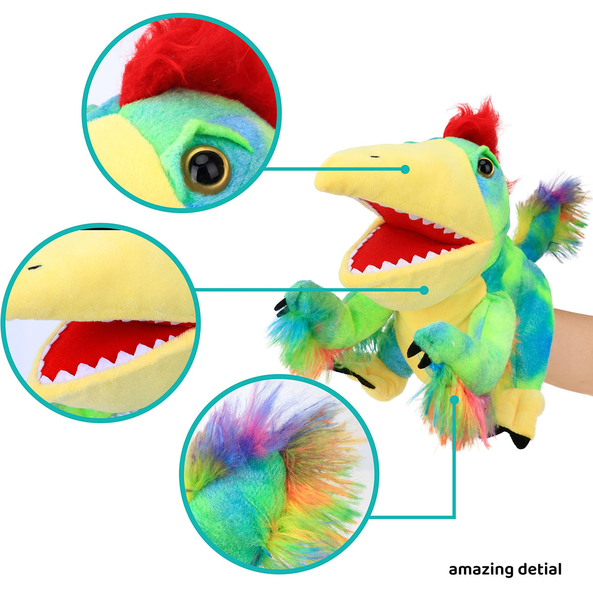 Cuteoy Plush Caudipteryx Hand Puppet – Open Mouth for Storytelling