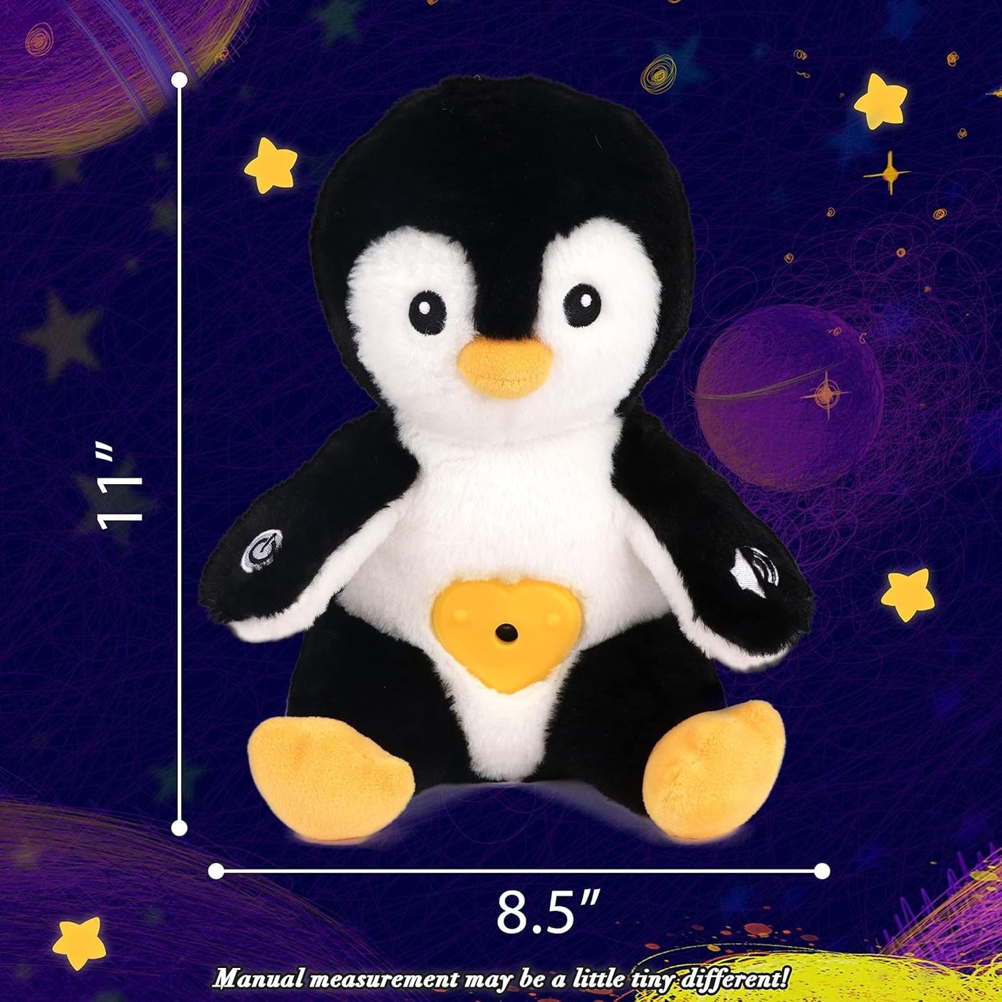 Cuteoy Penguin Star Projector Plush Night Light – Soothing Lullabies & Moon Projection