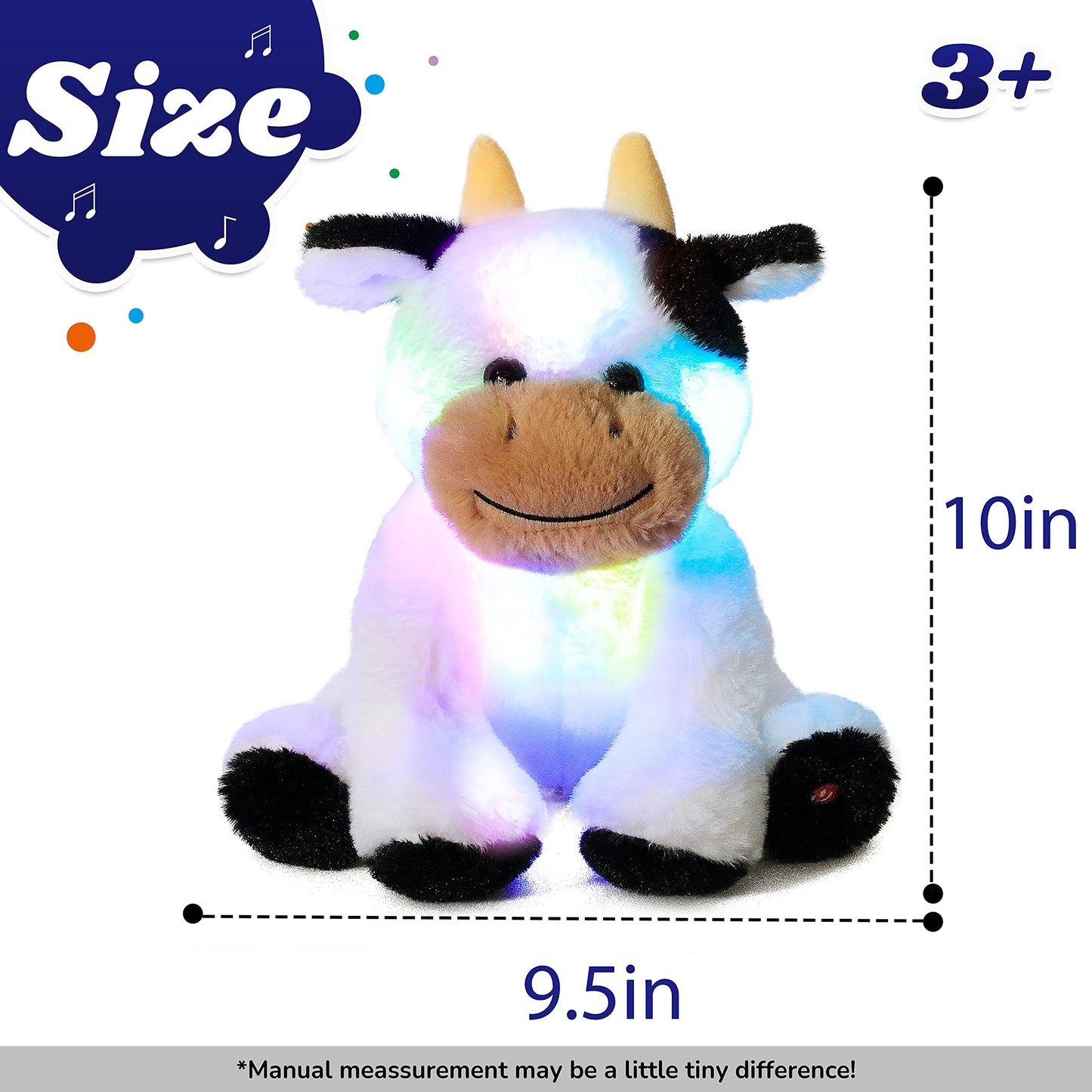Cuteoy Glowing LED Cow Nightlight Plush Toy with Lullabies for Kids