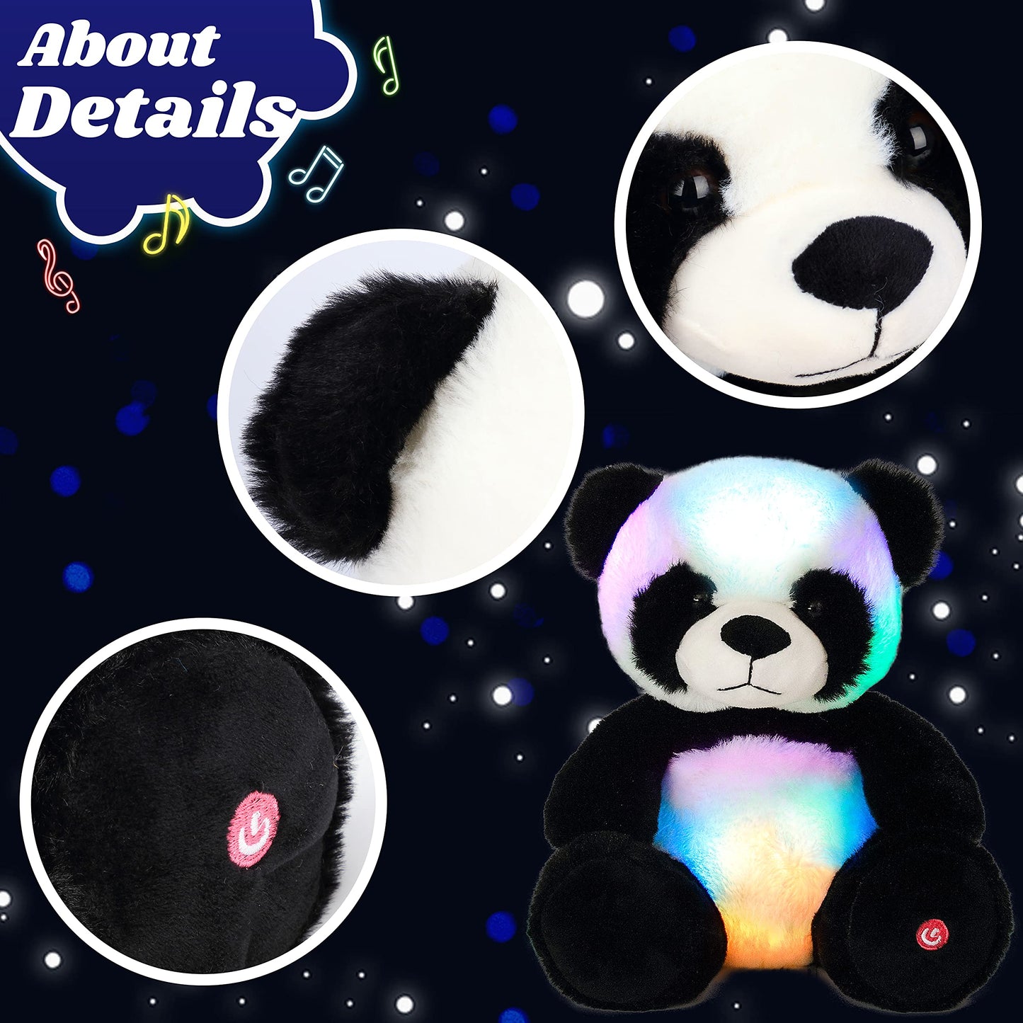 Cuteoy Glowing LED Panda Nightlight Plush — 10-Inch Soft Singing Panda Toy for Kids