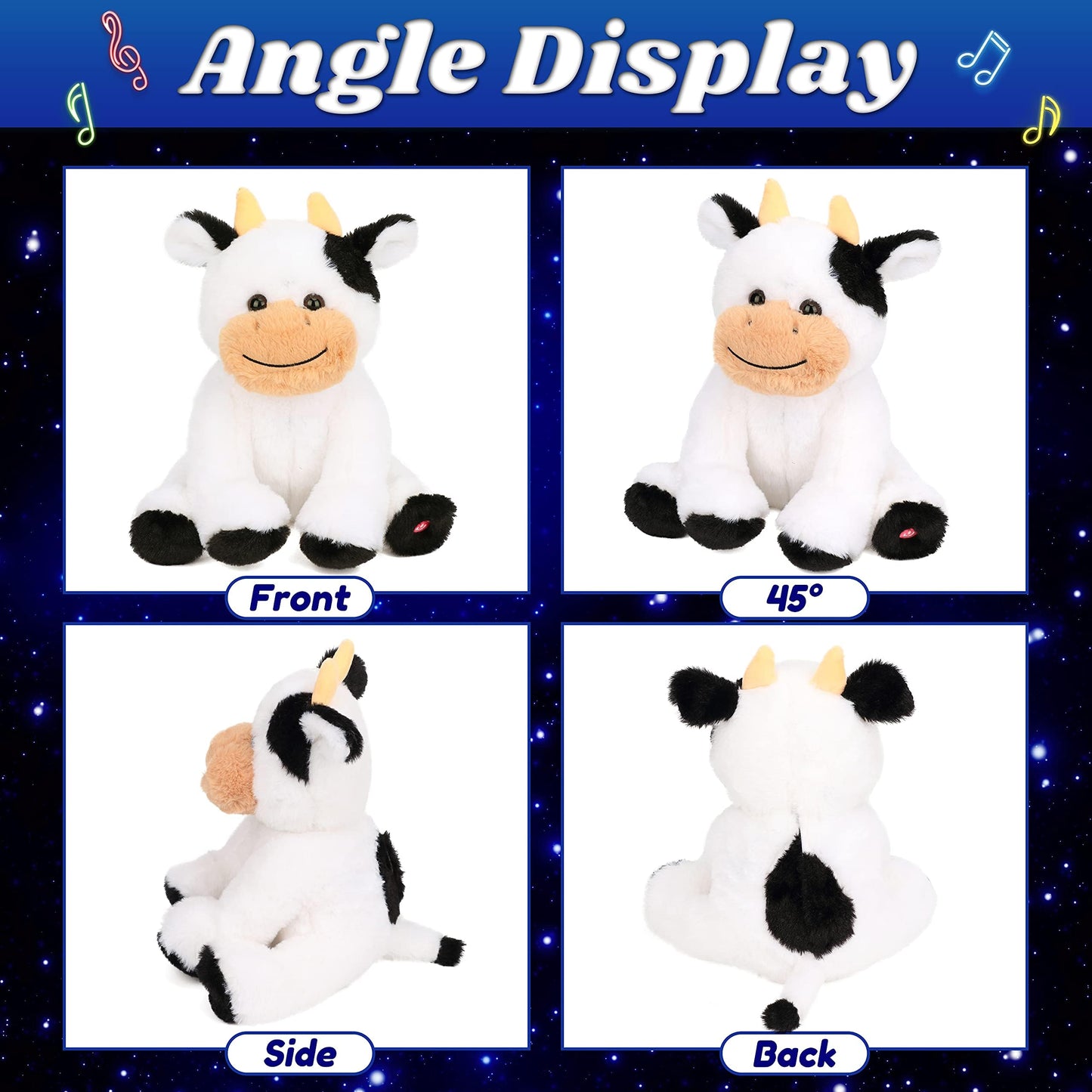 Cuteoy Glowing LED Cow Nightlight Plush Toy with Lullabies for Kids
