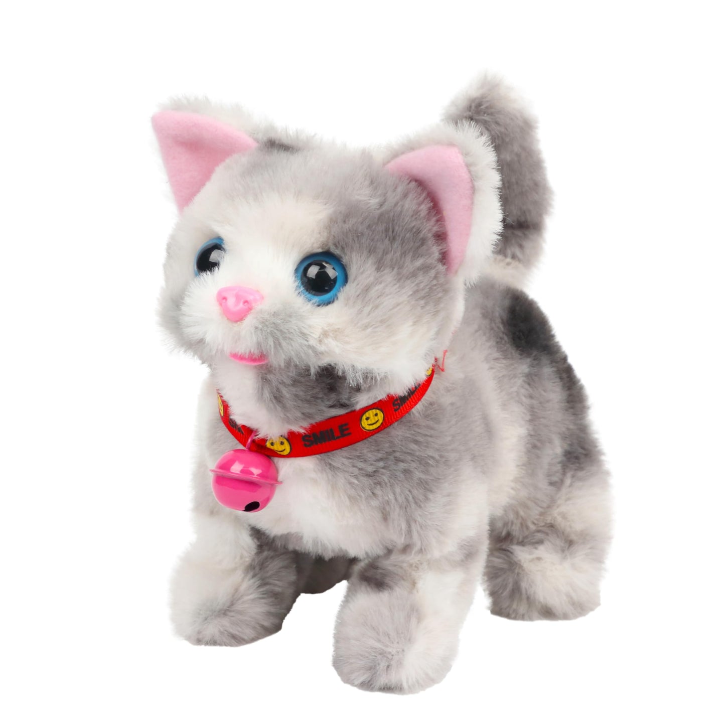 Cuteoy Walking Grey Cat Plush - Interactive 7-Inch Talking Kitty Toy