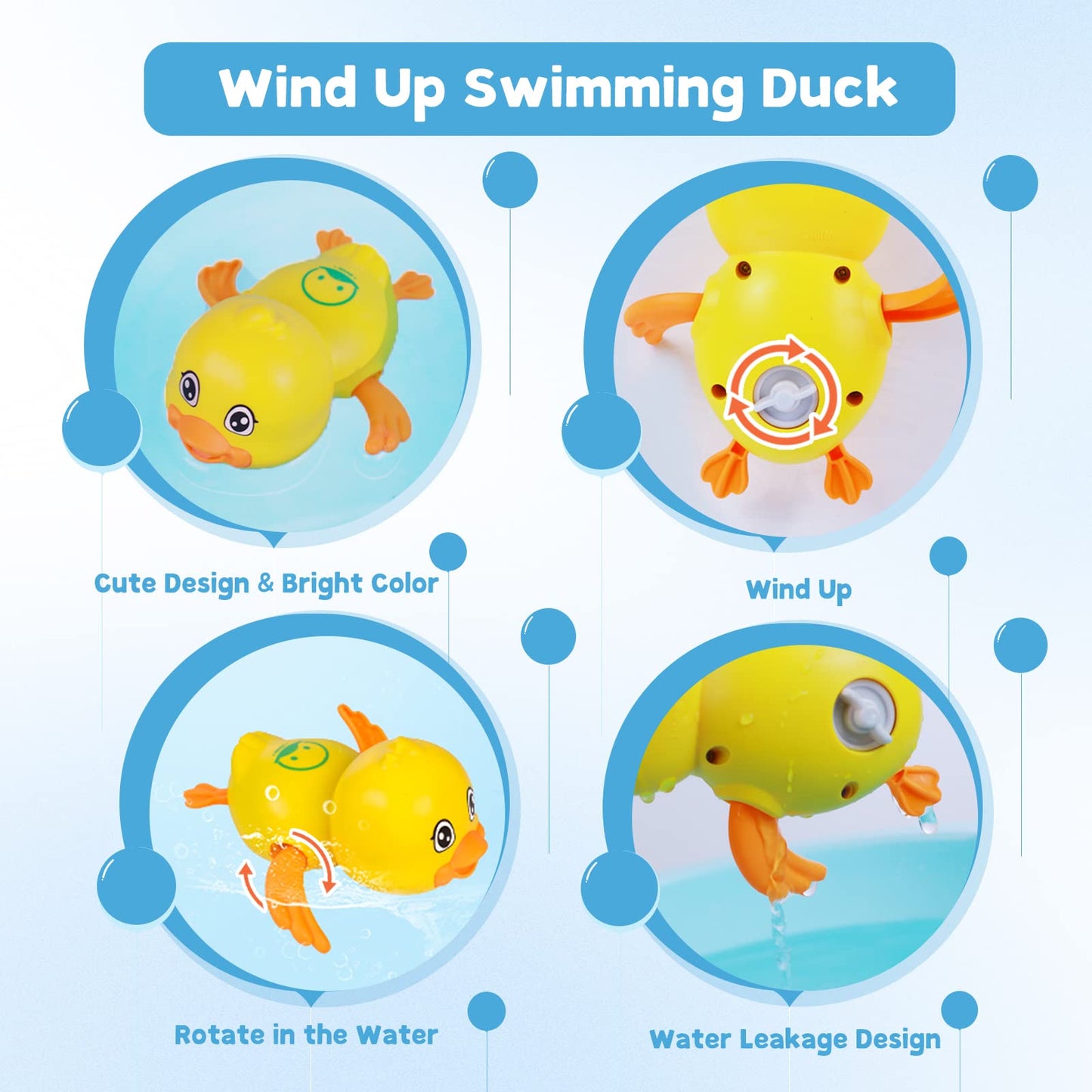 Cuterabit Baby Bath Toys – Floating Wind-Up Turtle & Duck (3 Pack)