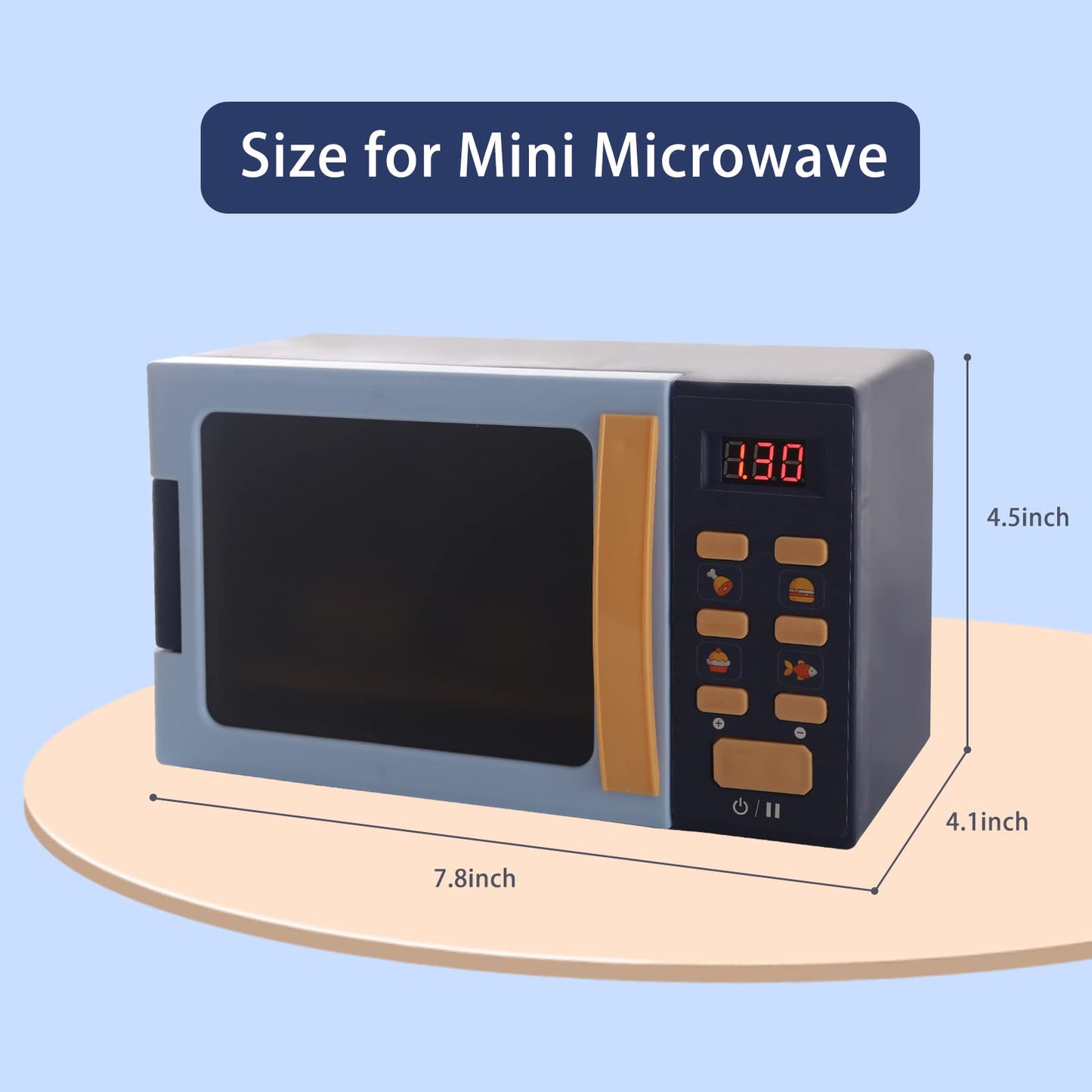 Cuterabit Kids Microwave Toy with Light and Sound – Realistic Play Kitchen for Toddlers (Blue)