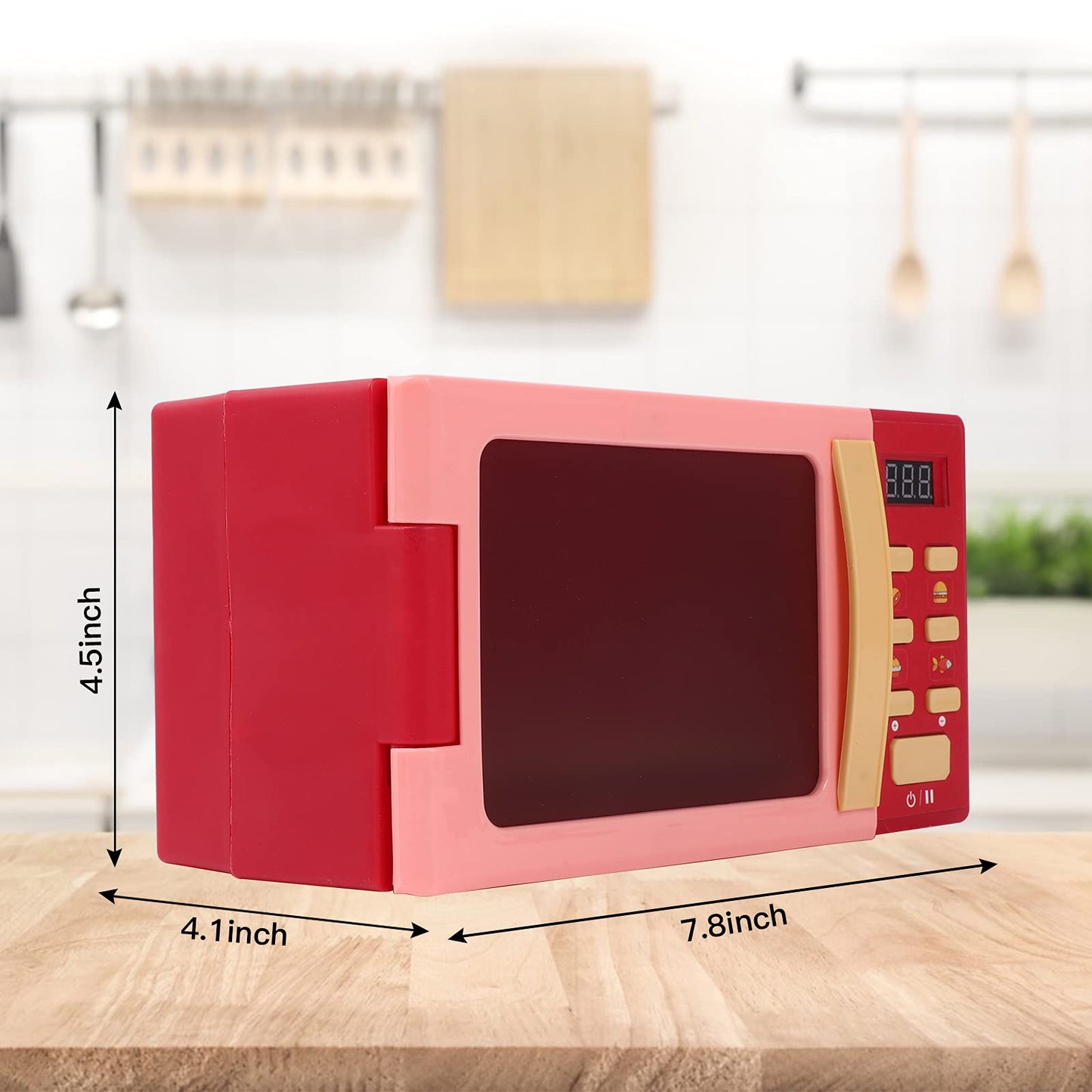 Cuterabit Toy Microwave Oven Playset – Red with Light and Sound for Kids