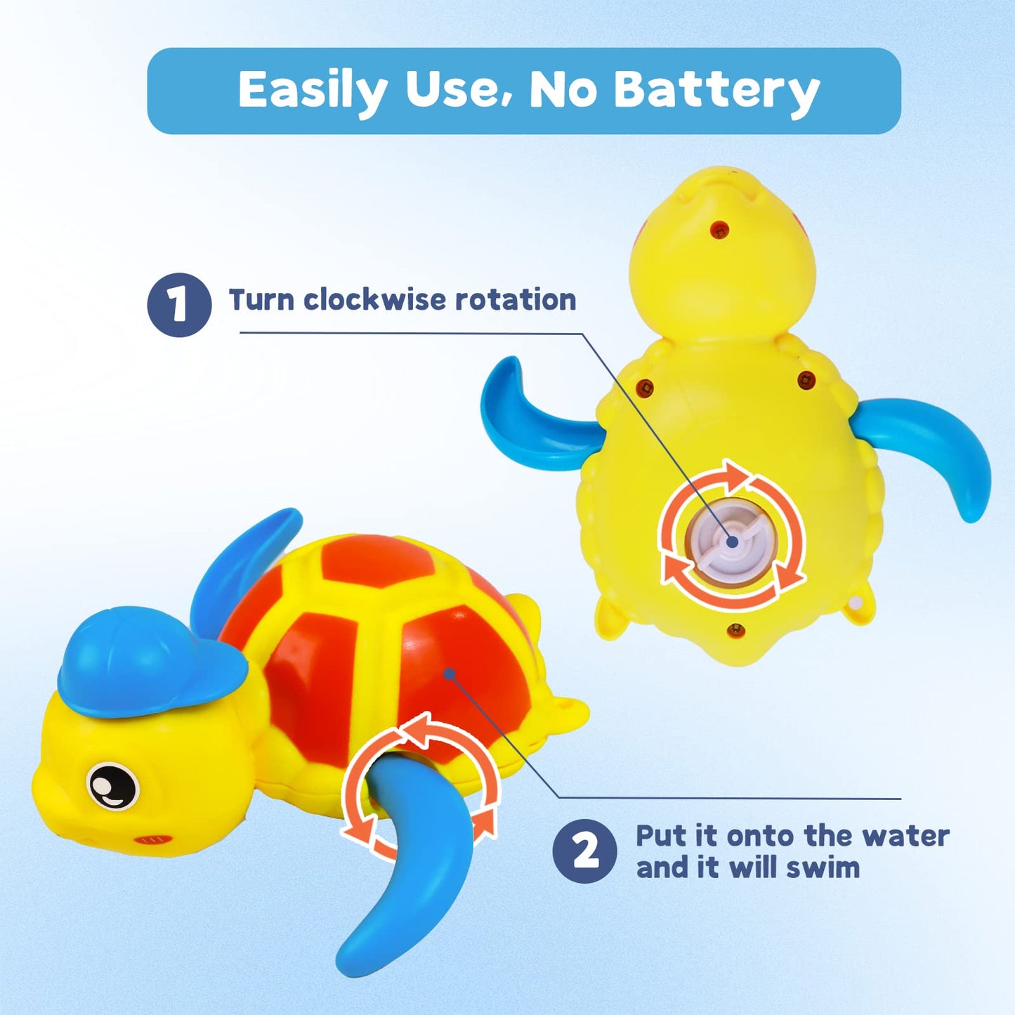 Cuterabit Baby Bath Toys – Floating Wind-Up Turtle & Duck (3 Pack)
