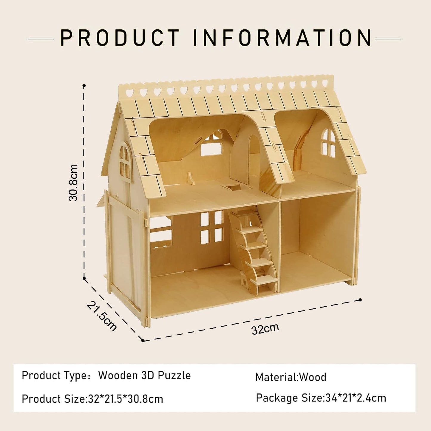 CUTEROOM 3D Puzzle House Duplex – Fantasy Villa DIY Miniature Dollhouse Kit