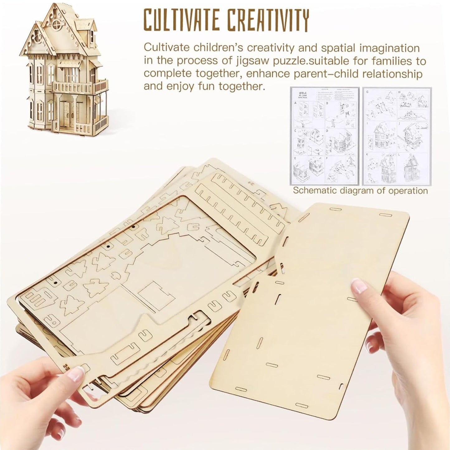 CUTEROOM 3D House Jigsaw Puzzle – Gothic Villa Dollhouse DIY Kit for Adults | Creative Home Decor Gift