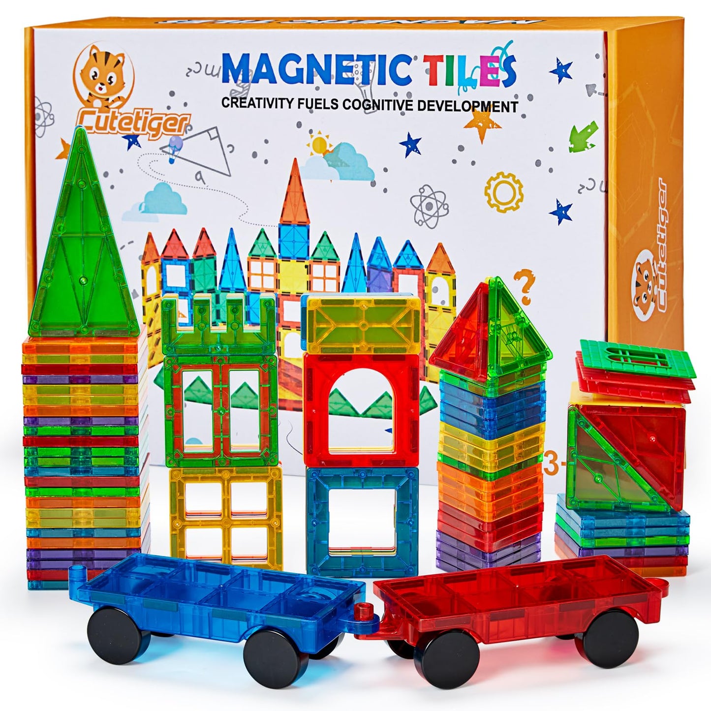 CuteTiger Magnetic Tiles 100PCS – STEM Building Toy Set for Kids