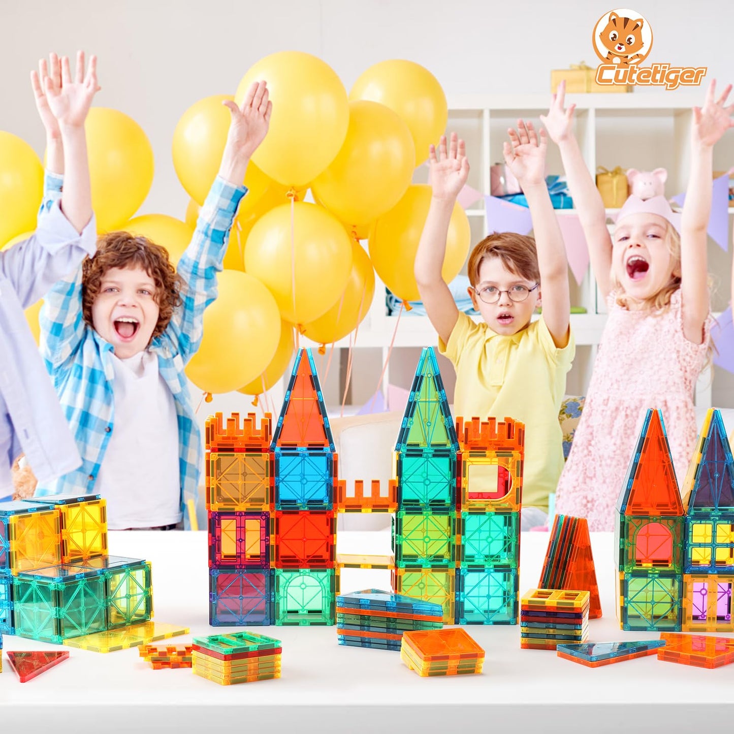 CuteTiger Magnetic Tiles - STEM Building Blocks for Preschoolers | Safe & Durable