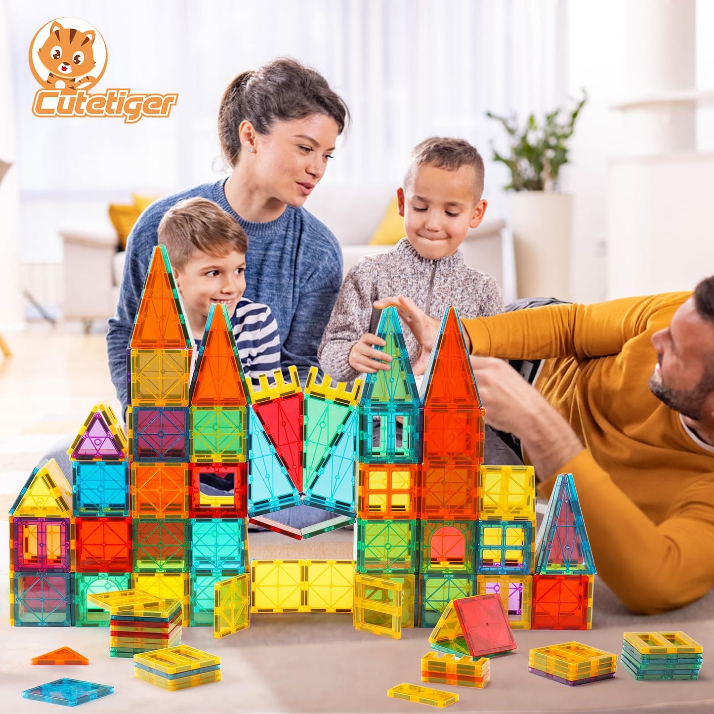 CuteTiger Magnetic Tiles - STEM Building Blocks for Preschoolers | Safe & Durable