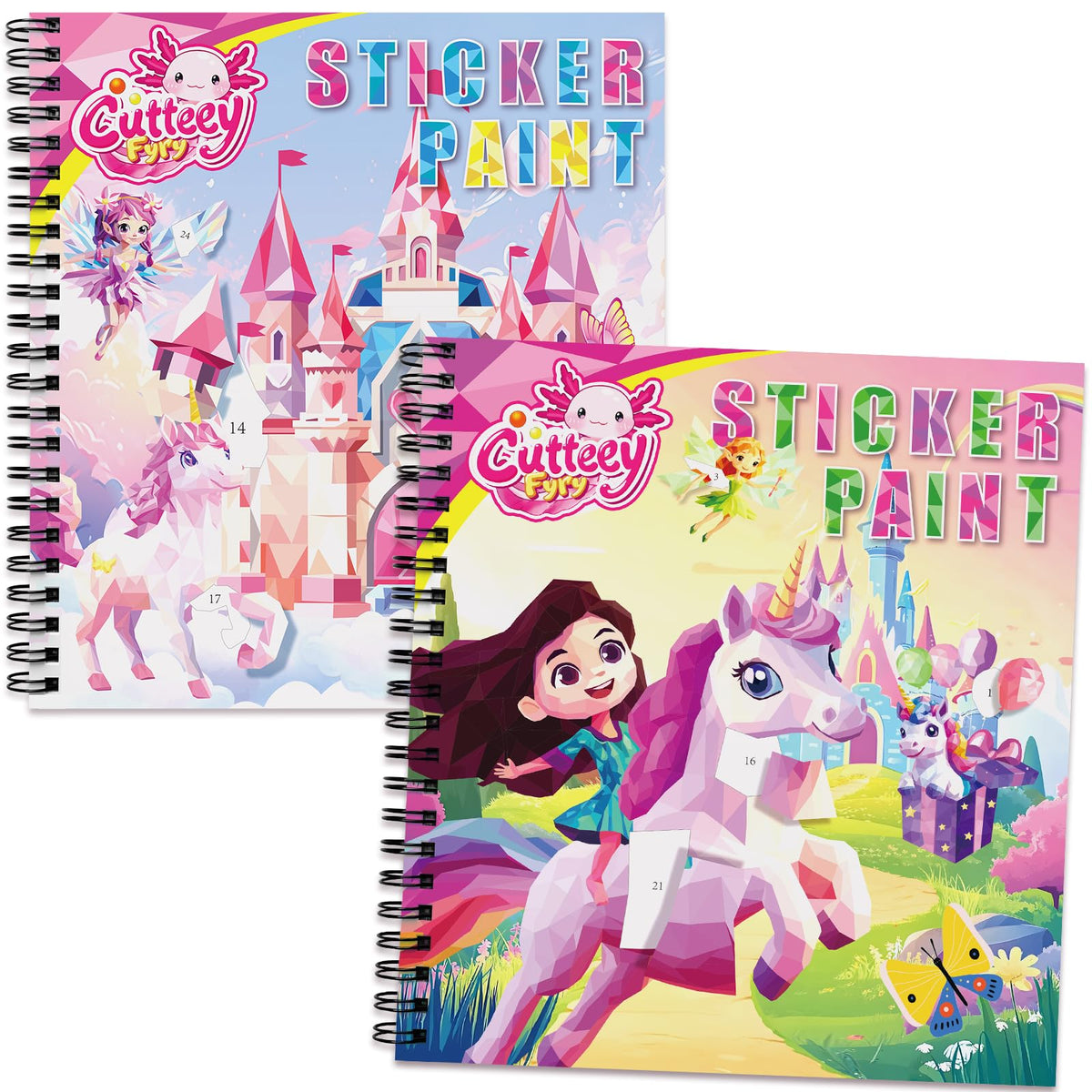 CutteeyFyry 2-Pack Paint by Number Sticker Book for Travel (Ages 4-10)