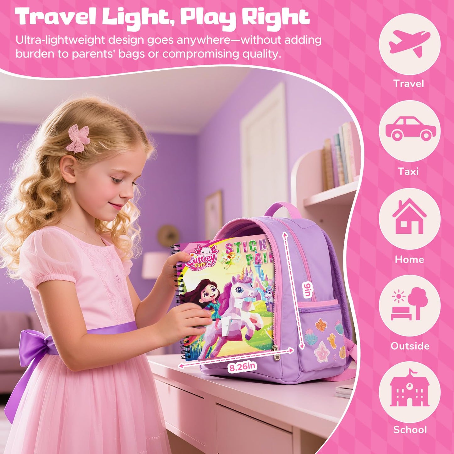 CutteeyFyry 4-Piece Paint by Number Sticker Book – Travel Activities for Kids