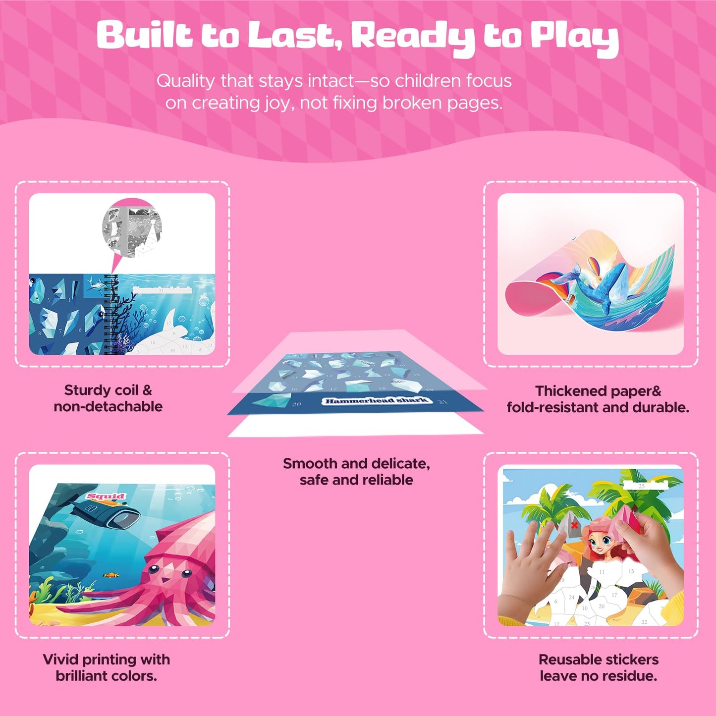 CutteeyFyry 4-Piece Paint by Number Sticker Book – Travel Activities for Kids