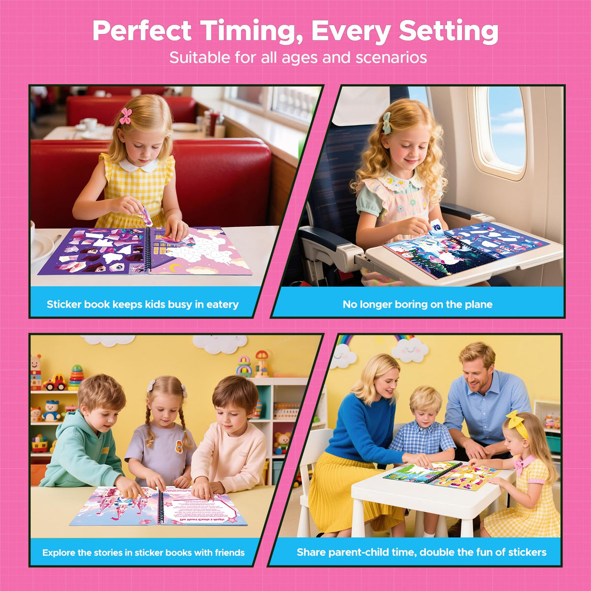 CutteeyFyry 2-Pack Paint by Number Sticker Book for Travel (Ages 4-10)