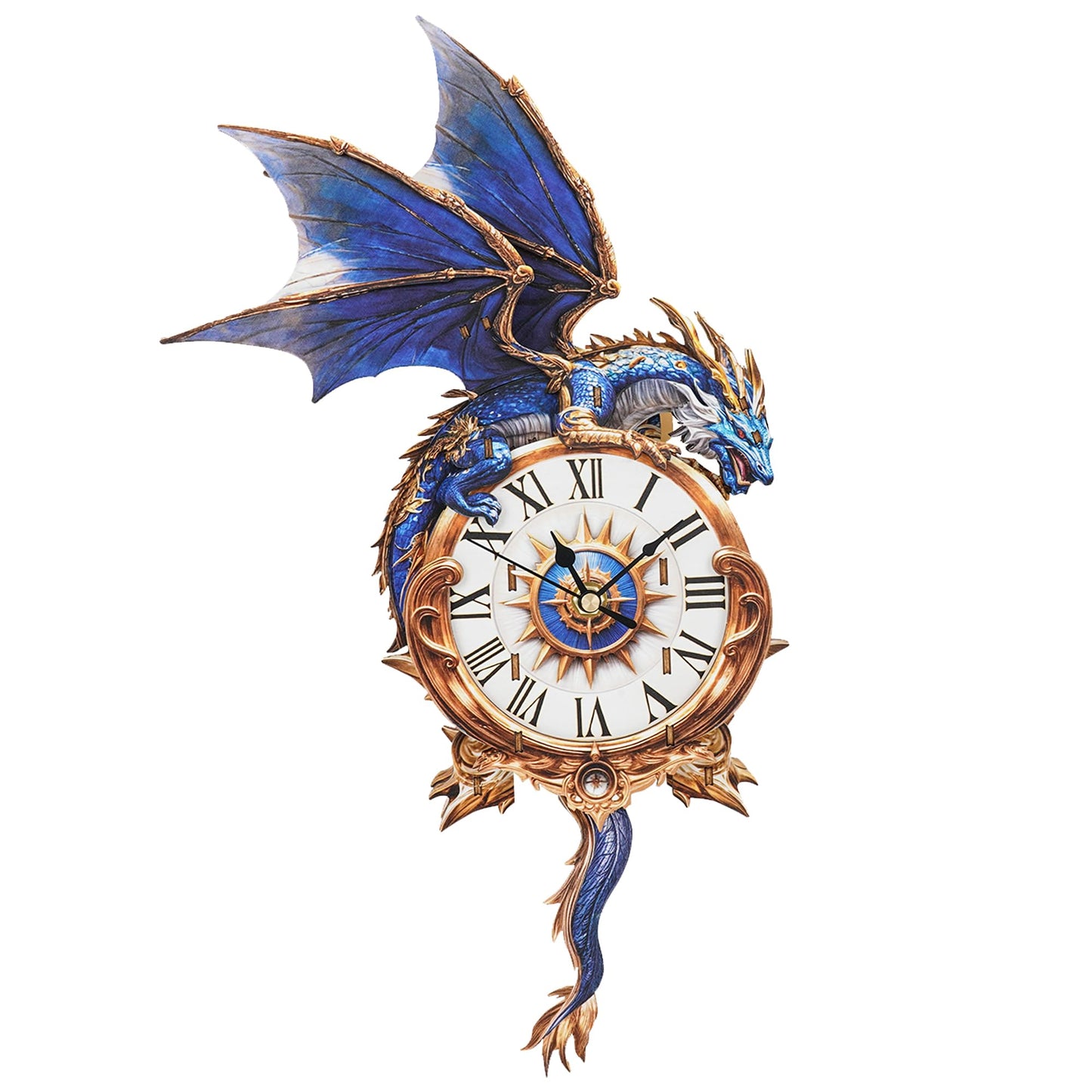 Cutywood 3D Puzzles for Adults: Clock-Blue Dragon Design – Mechanical DIY Pendulum Clock Kit