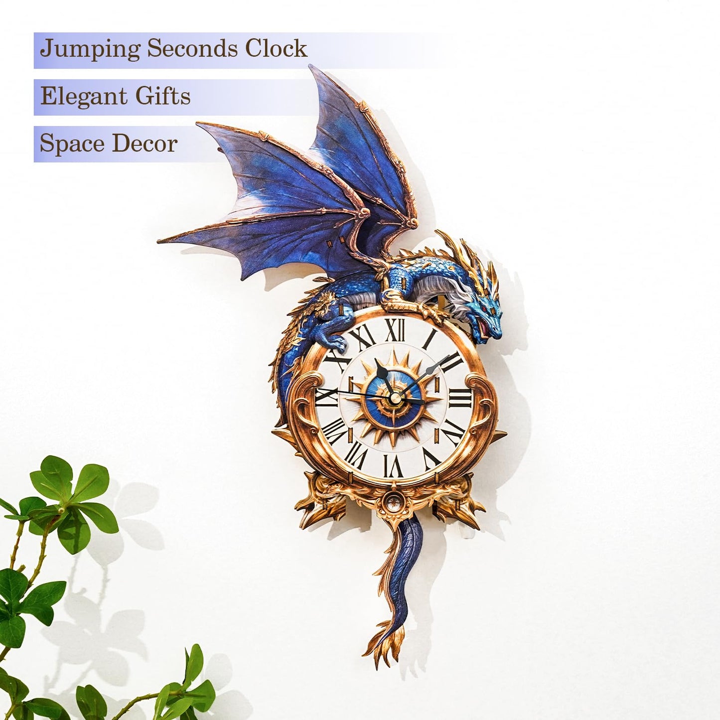 Cutywood 3D Puzzles for Adults: Clock-Blue Dragon Design – Mechanical DIY Pendulum Clock Kit