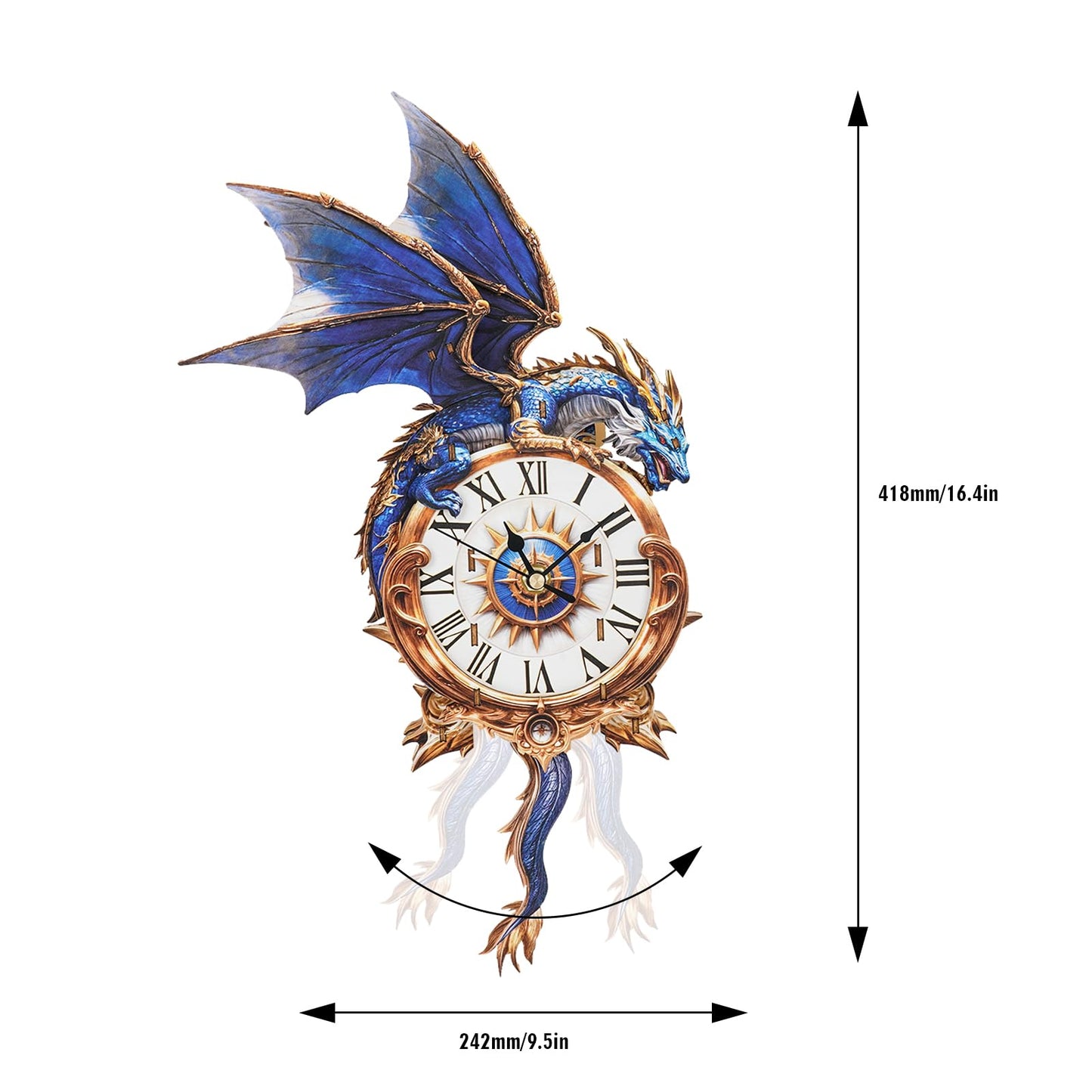 Cutywood 3D Puzzles for Adults: Clock-Blue Dragon Design – Mechanical DIY Pendulum Clock Kit
