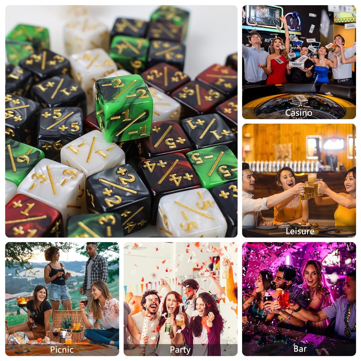 CUUKSHKN 48 MTG Counter Dice – Glitter Starry Marble D6 Set for MTG & Card Games (4 Colors)