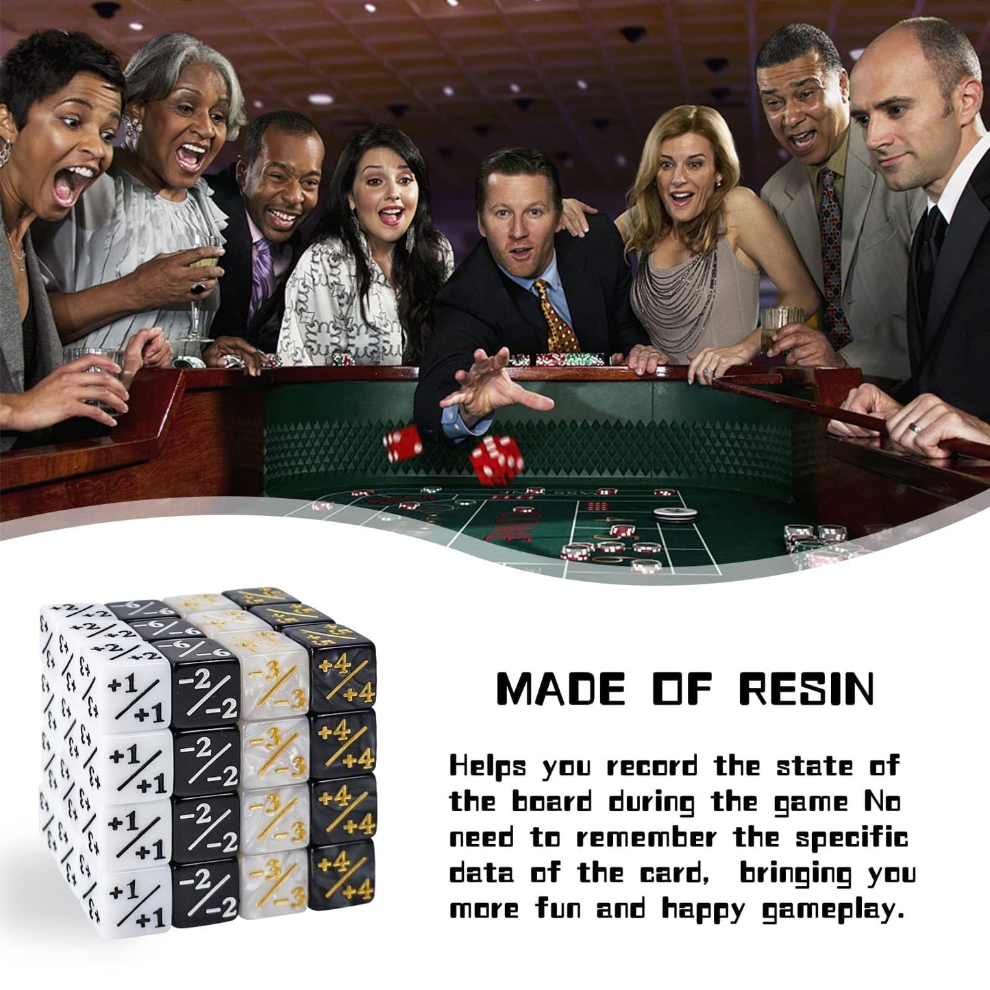 CUUKSHKN 48-Piece MTG Dice Counters – Glitter Sparkle D6 Tokens, Black & White