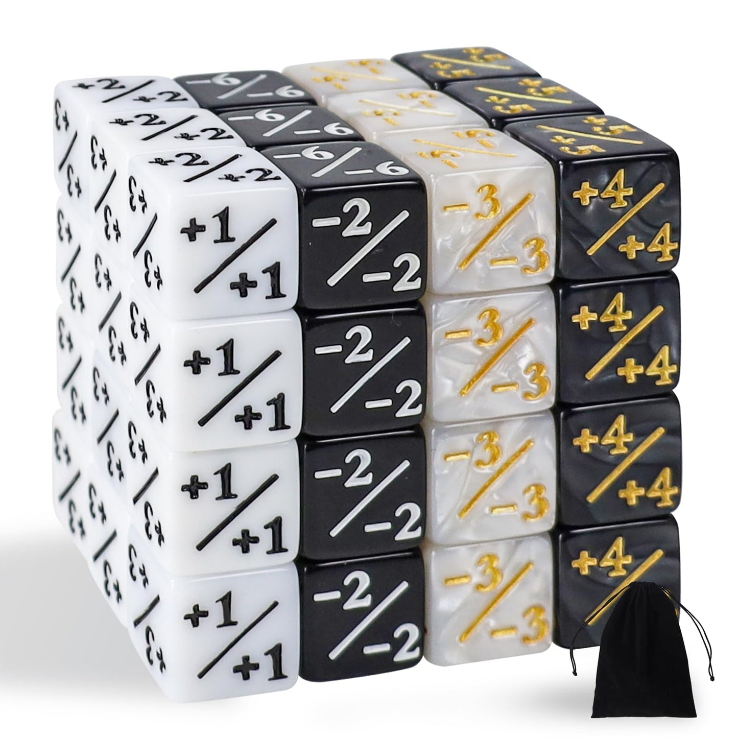 CUUKSHKN 48-Piece MTG Dice Counters – Glitter Sparkle D6 Tokens, Black & White