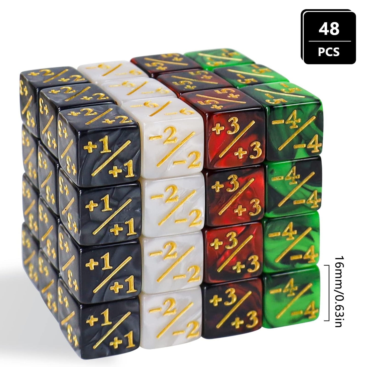 CUUKSHKN 48 MTG Counter Dice – Glitter Starry Marble D6 Set for MTG & Card Games (4 Colors)