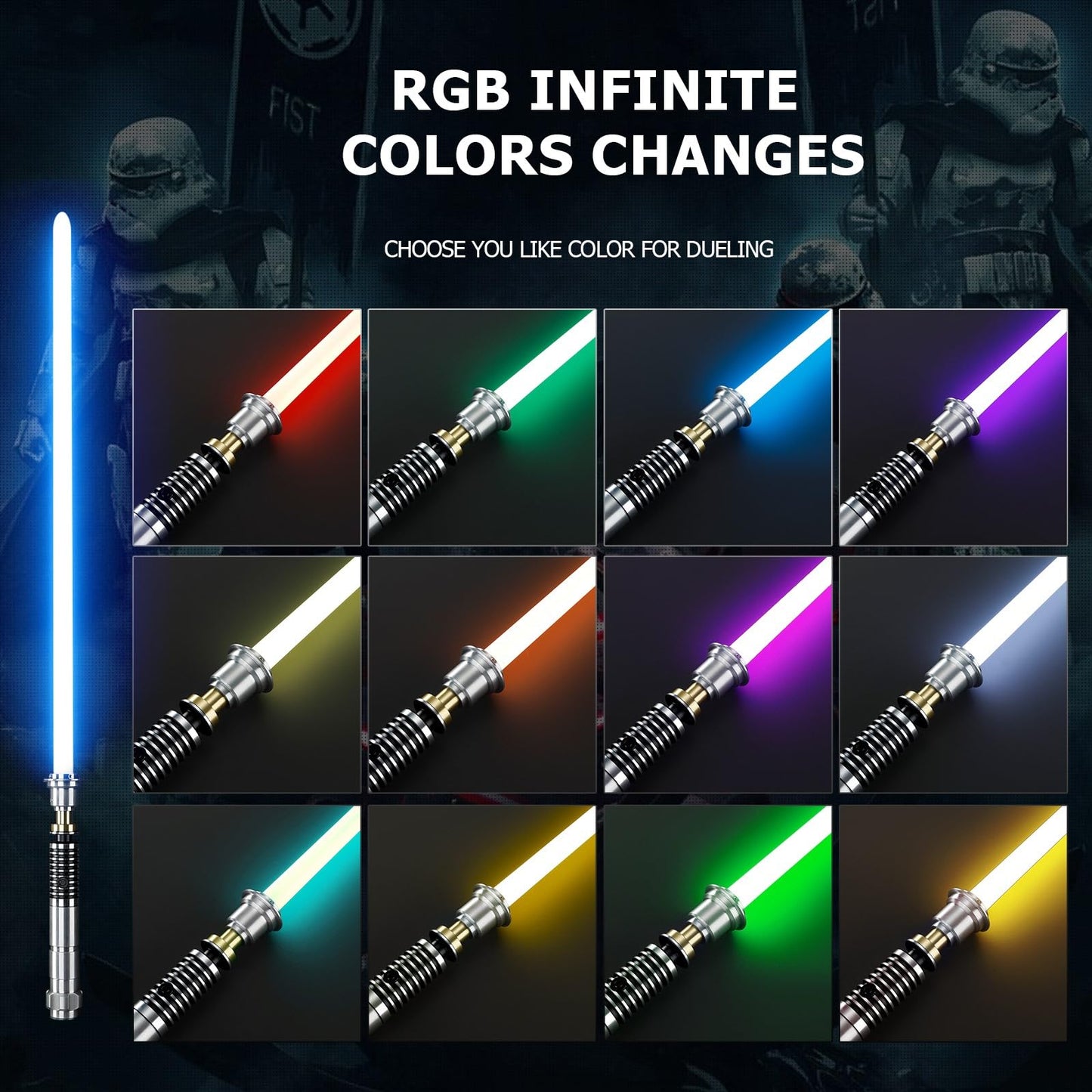 CVCBSER Upgrade App-Control LK Dueling Lightsaber: 16 Colors, 16 SFX, Motion & App Control