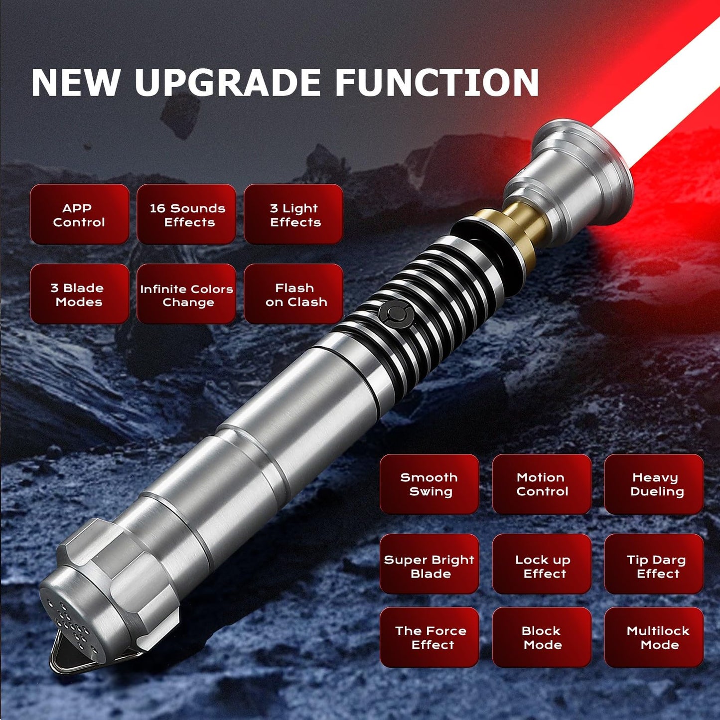 CVCBSER Upgrade App-Control LK Dueling Lightsaber: 16 Colors, 16 SFX, Motion & App Control