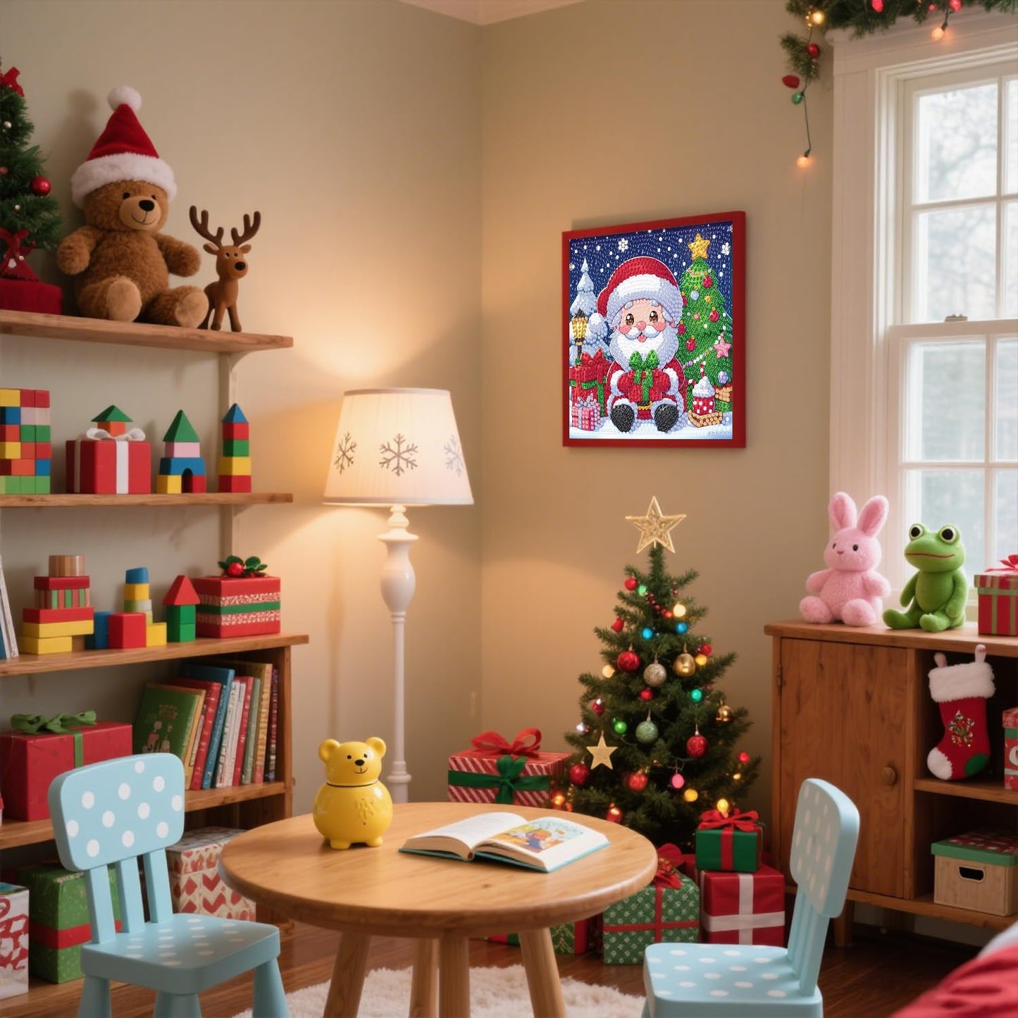 cviokrdu Christmas Diamond Art Kit for Kids with Frame – Santa Claus 7x7 in Diamond Painting Gift