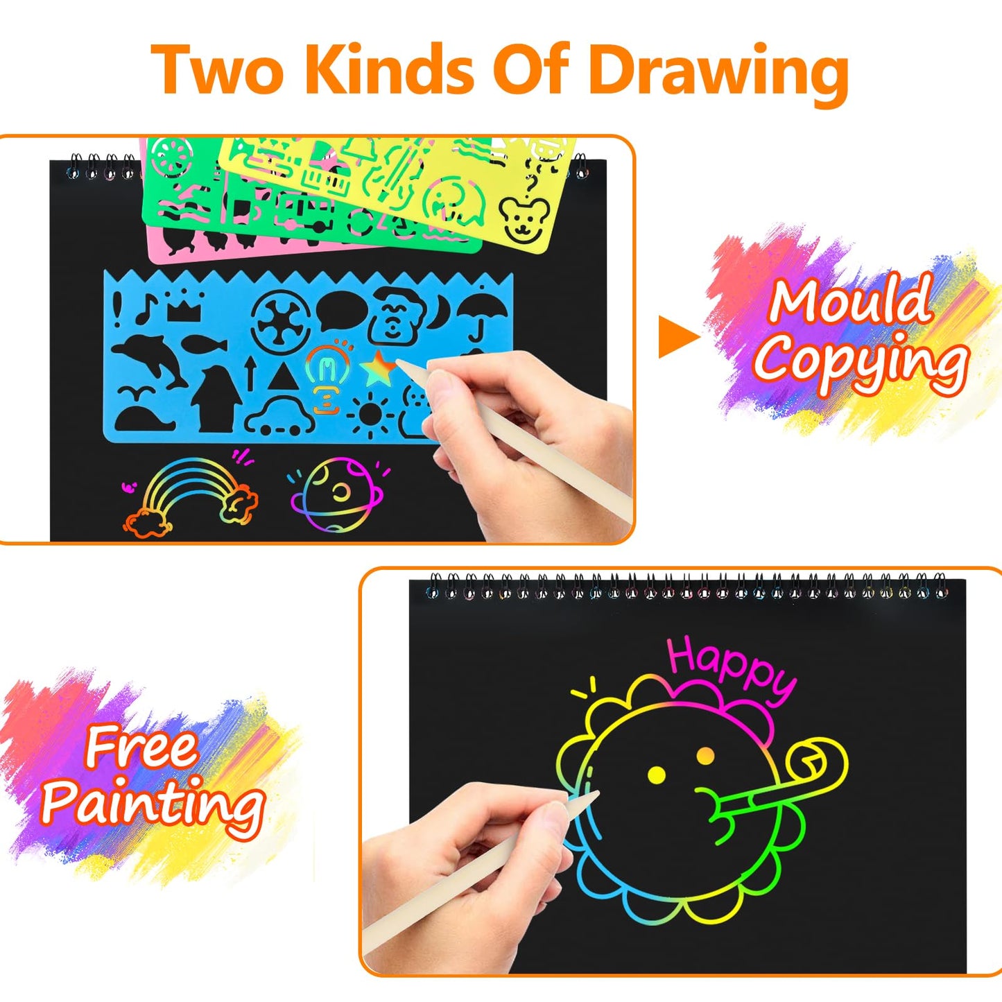Cvvdycago Scratch Art Notebooks 2-Pack – Easter Basket Stuffers for Teens & Kids 3–12